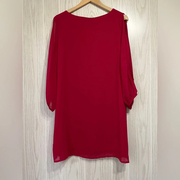 Shy Velvet Casual 3/4 Sleeve V Neck Shift Dress Chiffon Short Party Dress SizeM - Picture 3 of 6